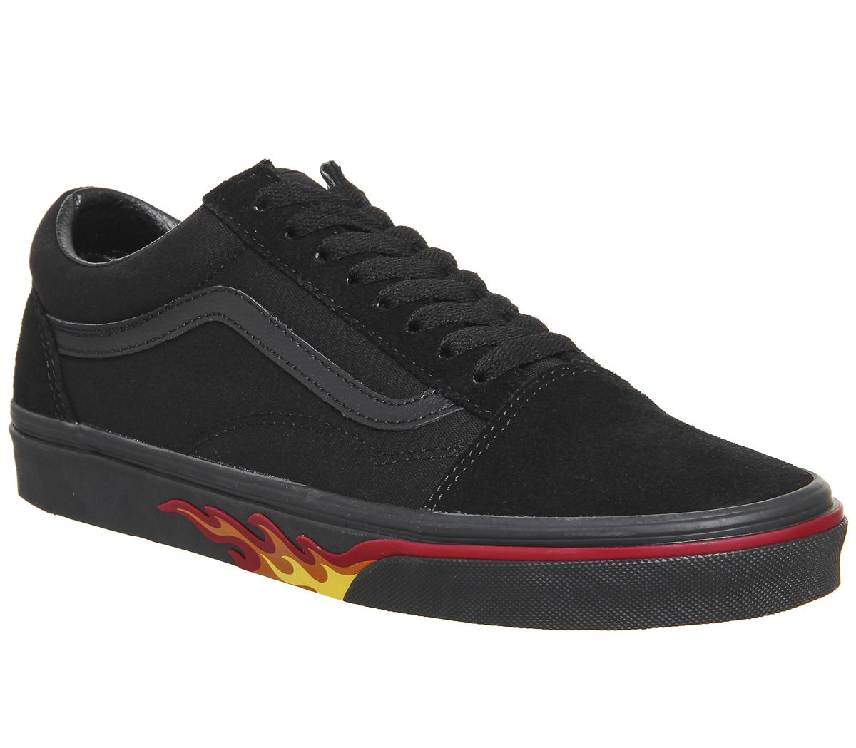 Vans old skool on sale trainers black flame wall