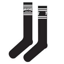 Load image into Gallery viewer, THRASHER X SANTA CRUZ STRIP CREW SOCKS BLK