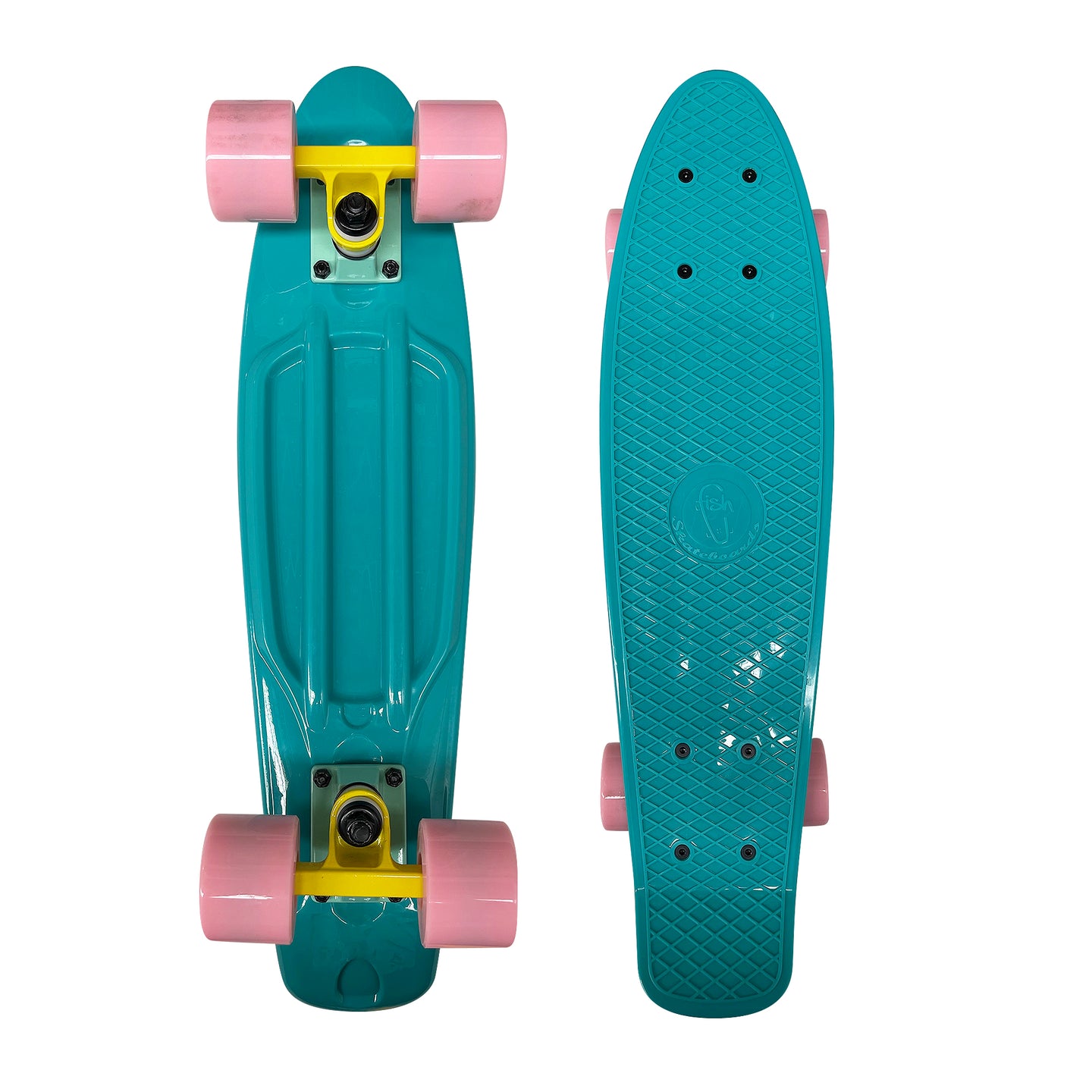 Patineta Cruiser (Tipo Penny) Fish Skateboards 22 In Turquesa con Rosa.