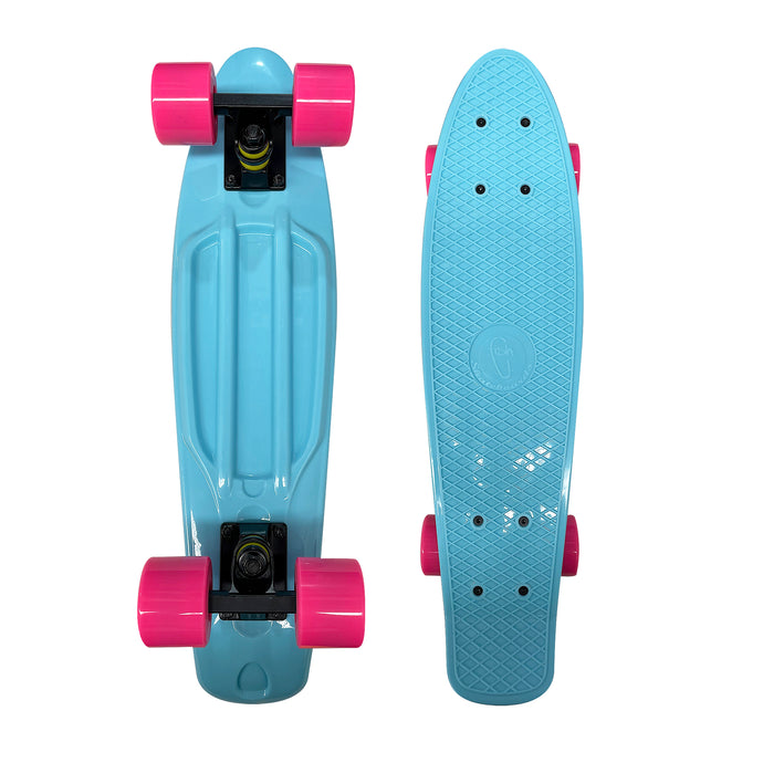 Patineta Cruiser (Tipo Penny) Fish Skateboards 22 In Azul con Rosa.